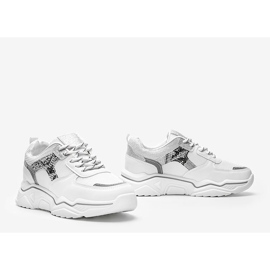 White sneakers on a thick sole with a snake skin pattern Anika 1