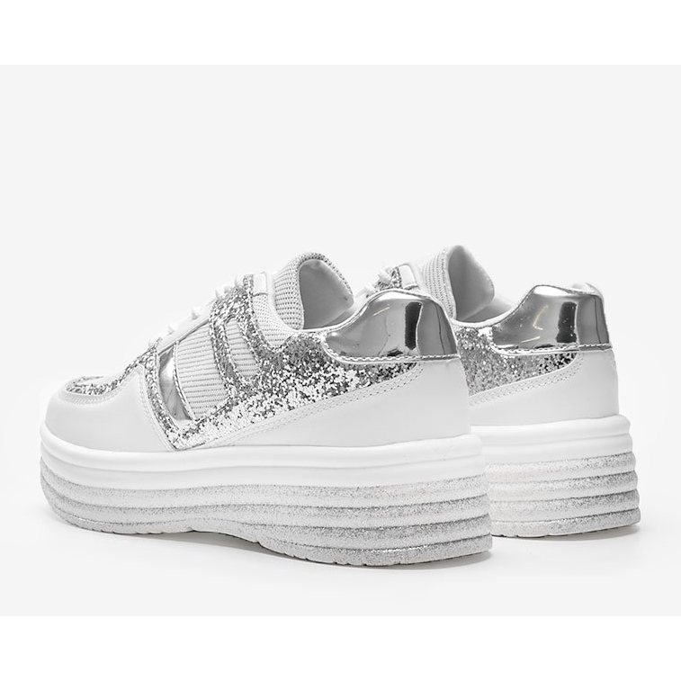 White brocade sneakers on a thick Laurel sole 1