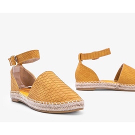 Mustard espadrilles with a snakeskin motif yellow 1
