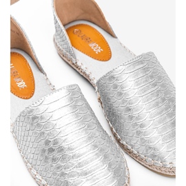 Silver espadrilles in the Jordan snake skin pattern 1