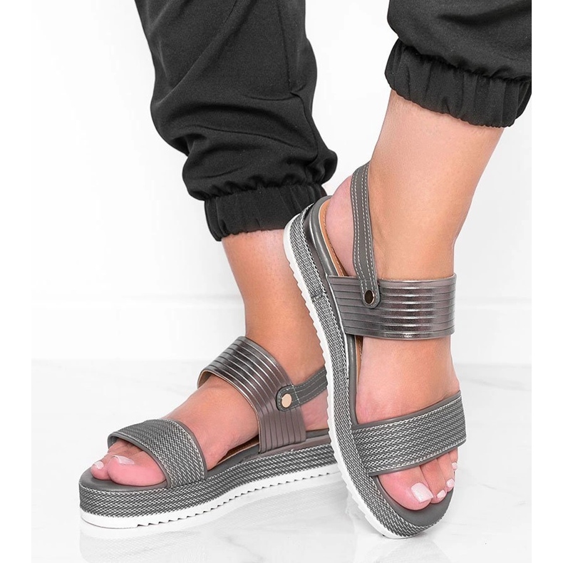 Gray sandals on a chunky Senorita sole grey 1