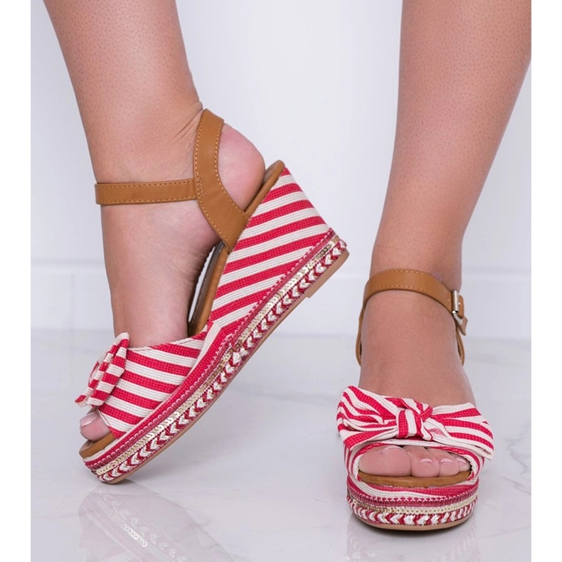 Red and white wedge sandals Dulce 1