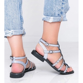 Xana blue metallic gladiator sandals 2