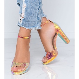 Gold holographic sandals on the Millo post golden 1