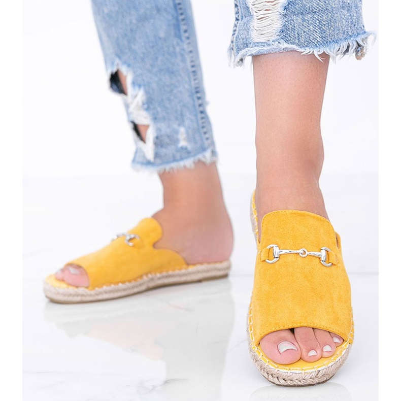 Mustard slippers with Roseau buckle yellow 1 Mustard slippers with Roseau buckle yellow 1