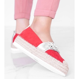 Red espadrilles with Cher stones silver 1