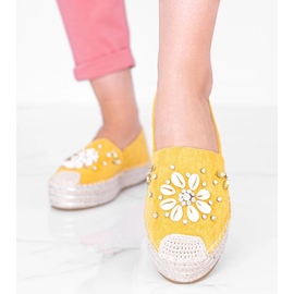 Mustard espadrilles on a thick Mrs Nicki sole yellow 1