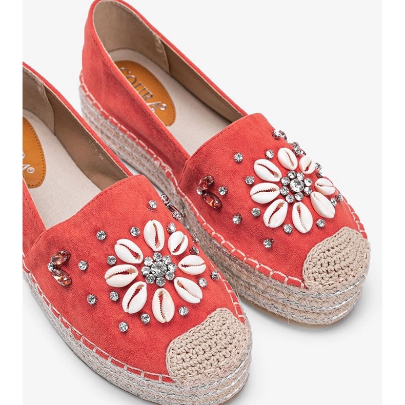 Orange espadrilles on the chunky sole of Mrs Nicki 1