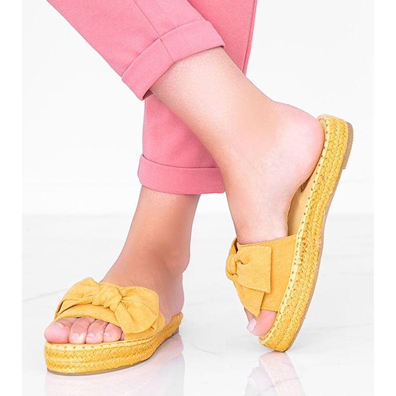 Mustard Slippers with Pills Bow yellow 1