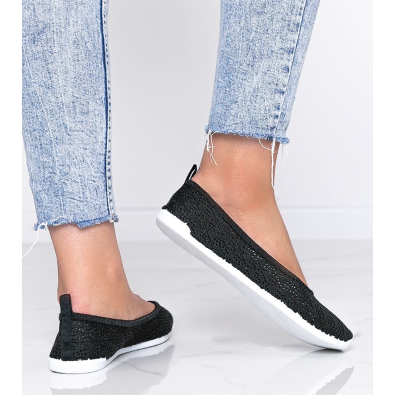 Black fabric ballerinas with Rylee openwork pattern 1