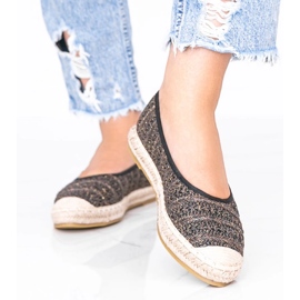 Brown espadrilles with a golden Zoey thread 1
