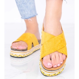 Mustard slippers with decorative Riri sole yellow 1