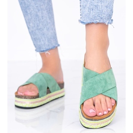 Green slippers with decorative Riri sole 1