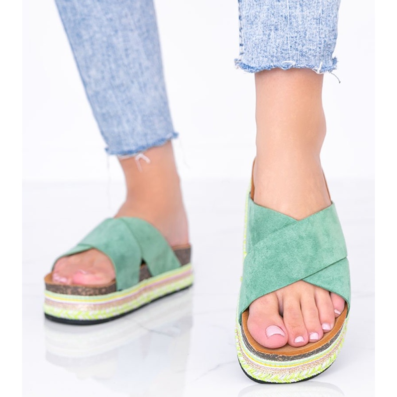 Green slippers with decorative Riri sole 1