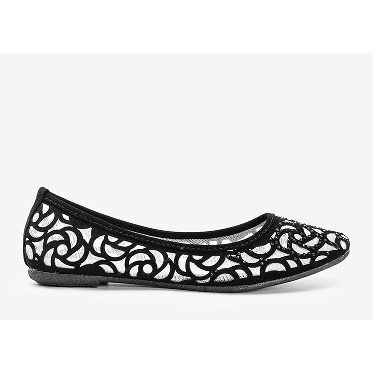 Black openwork ballerinas Come on! white 1