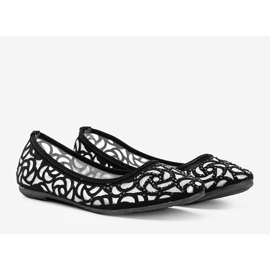 Black openwork ballerinas Come on! white 2