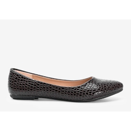 Brown patent ballerinas in a Mozzare crocodile skin pattern pink 2