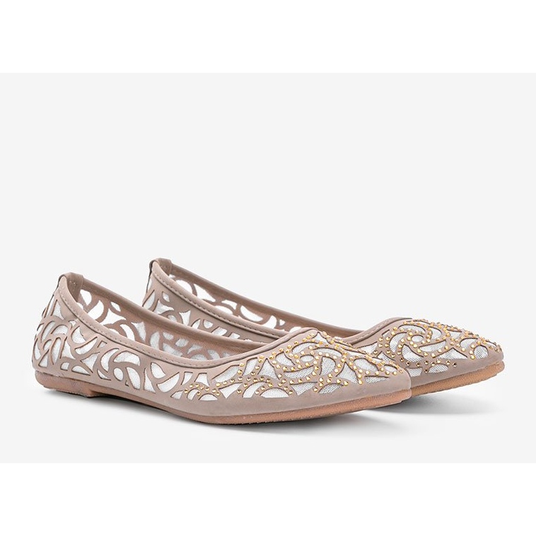 Beige openwork ballerinas Come on! white 2