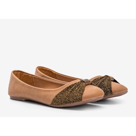 Camel ballerinas with shiny Like myself decoration brown 1