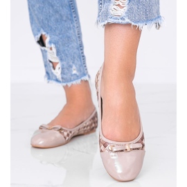 Beige ballerinas with a braided Broadway pattern 2