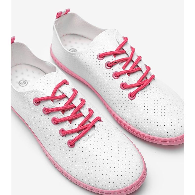 BM Let me openwork white and pink sneakers 1