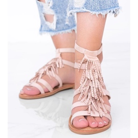 Beige sandals with Noronha fringes 1