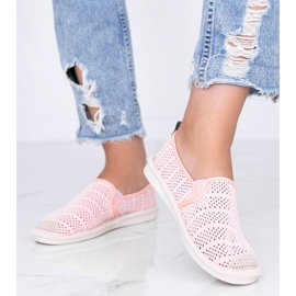 Tropical Sun pink lace espadrilles grey 1