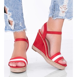 Red espadrilles on the Mona wedge 1