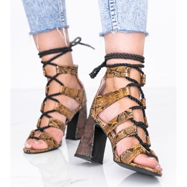 Merry brown snake skin pattern sandals 1