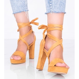 Ginny camel lace-up sandals brown 1