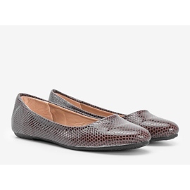 PA1 Brown patent ballerinas in a Mozzare crocodile skin pattern 2