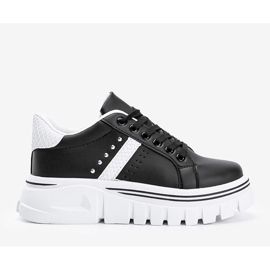 Black sneakers with white details on a high Alasana sole 1