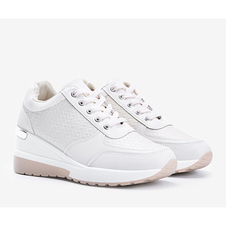 Beige wedge sneakers with a braided Dianne pattern 1