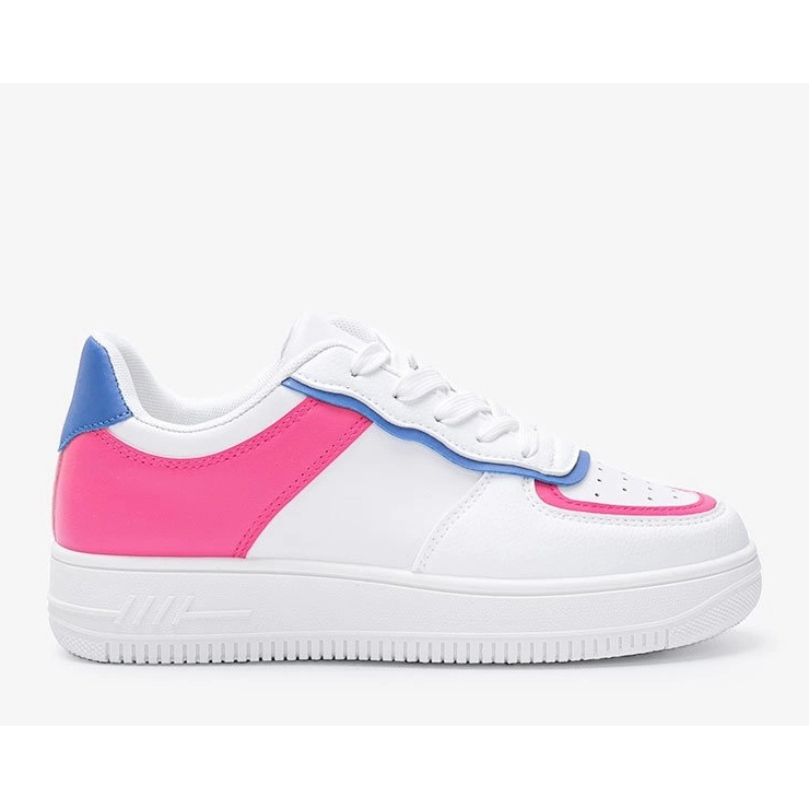 White sneakers with colorful Noyale inserts pink 1