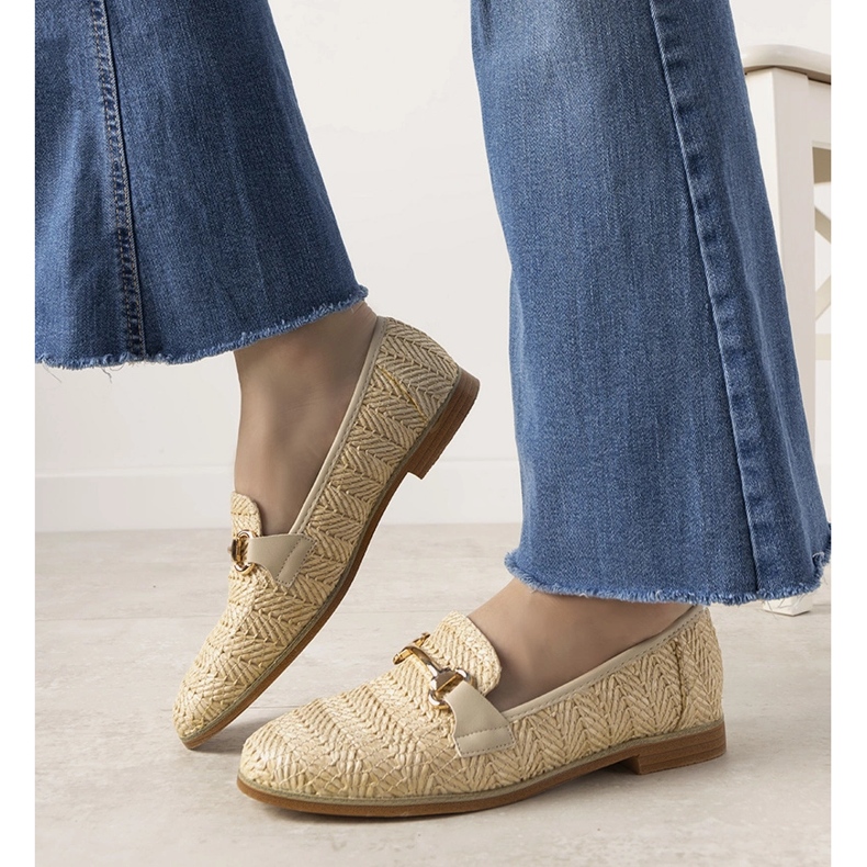 Beige braided loafers with a Leone buckle 1