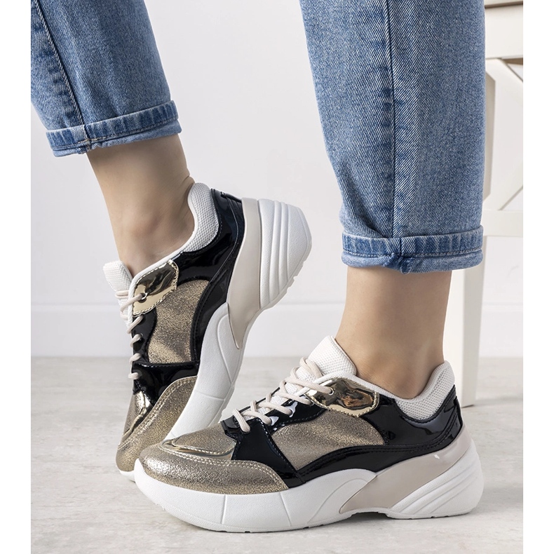 Golden sneakers with a high sole Rude black 1