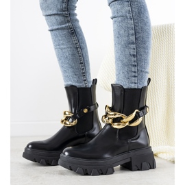 Black ankle boots with Attention chain 1