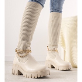 Beige boots with a sock upper Cheers 2