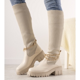 Beige boots with a sock upper Cheers 1