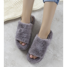 Gray women's slippers with an elastic band and Fierro fur grey 1
