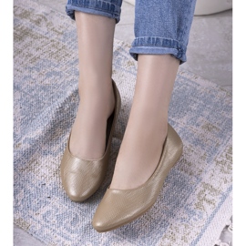 Julie beige shiny ballerinas for women golden 1