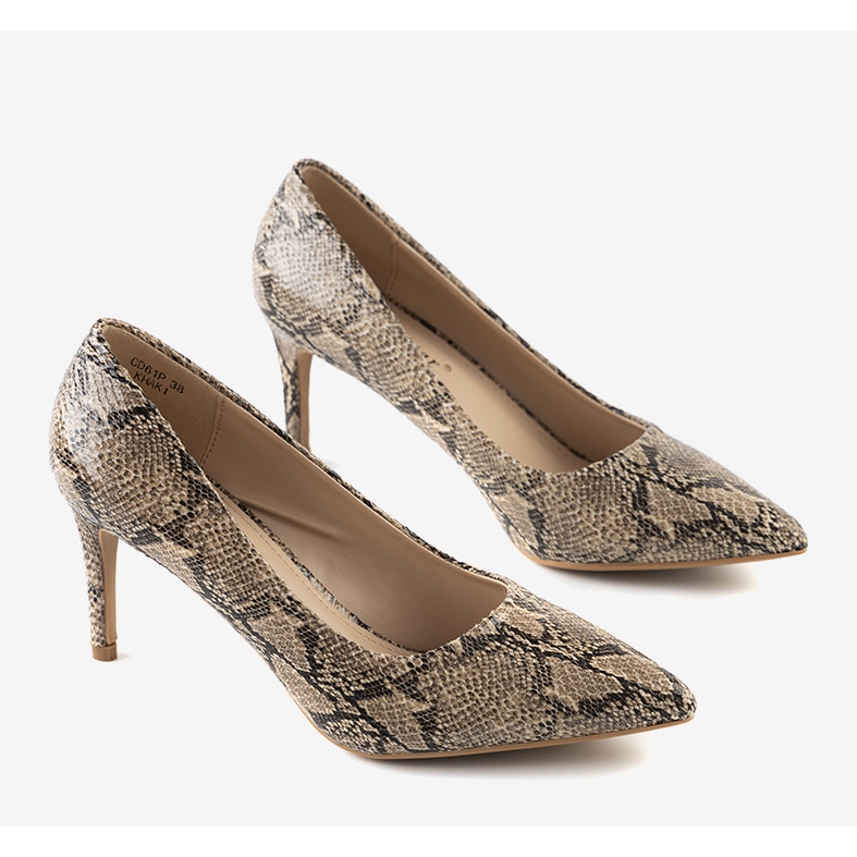 BM Brown pumps in the Nickle snake skin pattern 1
