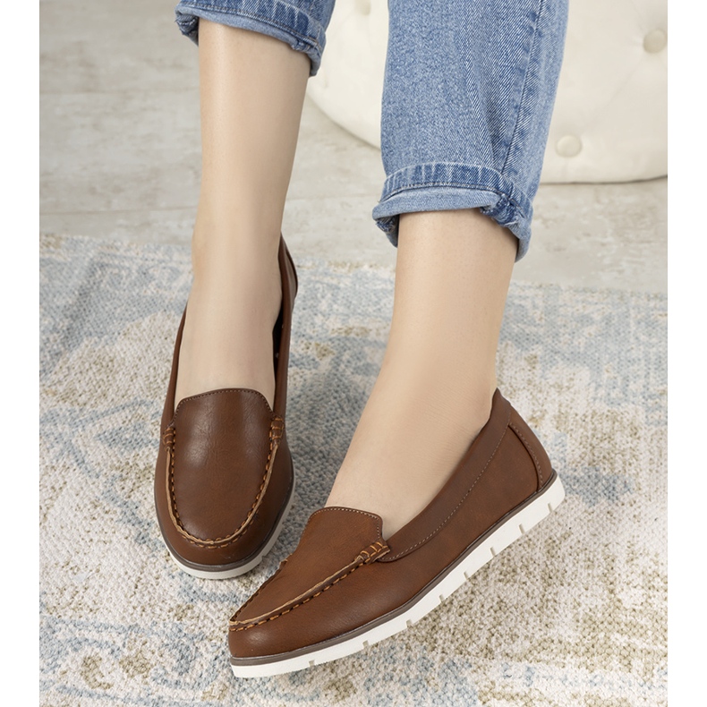 Brown women's moccasins from Montez 1
