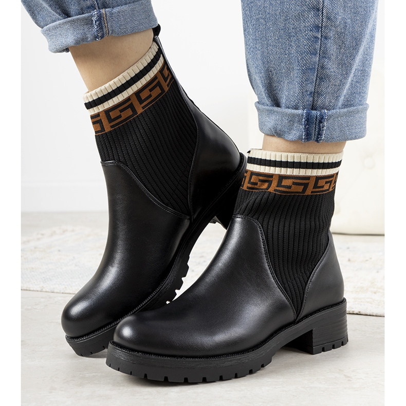 Black boots with a sock upper Tamez 1