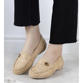 Beige moccasins on a hidden Linette wedge 1