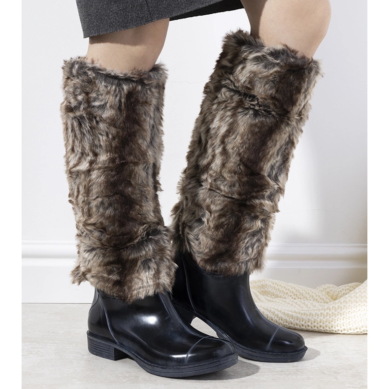 Dark blue rain boots with Melgar fur brown 1