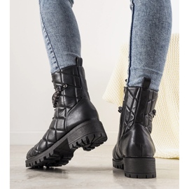 Black Jaclyn women's quilted boots 1