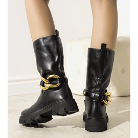 Black padded boots with Harrison chain 1