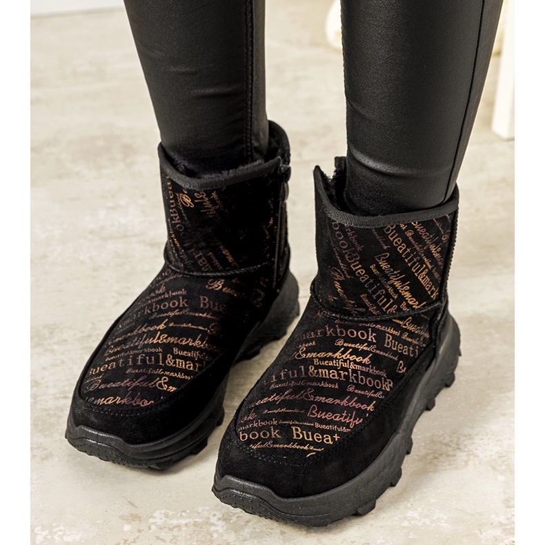 Women's black and gold Crescent snow boots 1 Women's black and gold Crescent snow boots 1