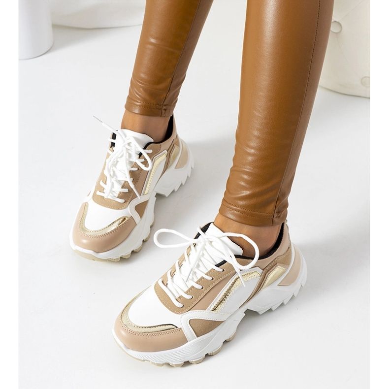 Gordani pink sneakers with metallic inserts beige 1